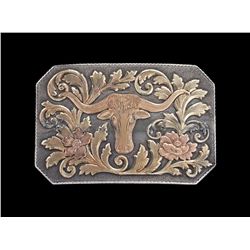 Sterling & 14K gold Longhorn Buckle