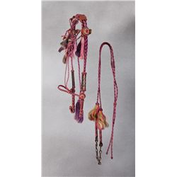 Colorful Prisonmade Horsehair Bridle and Quirt