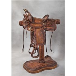 Life Size Copper Saddle and Hat Rack