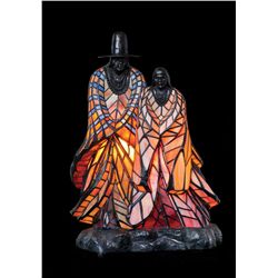 Stained Glass Indian Bronze Lamp
