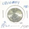 Image 1 : 1981 URUGUAY 2 PESOS HARD TO FIND COIN *RARE UNC HIGH GRADE - NICE COIN*!!