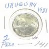 Image 1 : 1981 URUGUAY 2 PESOS HARD TO FIND COIN *RARE UNC HIGH GRADE - NICE COIN*!!