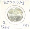 Image 1 : 1981 URUGUAY 2 PESOS HARD TO FIND COIN *RARE UNC HIGH GRADE - NICE COIN*!!