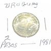 Image 1 : 1981 URUGUAY 2 PESOS HARD TO FIND COIN *RARE UNC HIGH GRADE - NICE COIN*!!