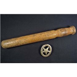 VINTAGE ITALIAN POLICE BELT BUCKLE AND BILLY CLUB