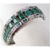 Image 1 : SILVER EMERALD AND DIAMOND BRACELET - SIZE 7