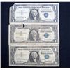 Image 1 : LOT OF 3 1957 BLUE SEAL ONE DOLLAR SILVER CERTIFICATES