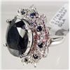 Image 2 : PLATINUM PLATE OVER SILVER SAPPHIRE RING - SIZE 6