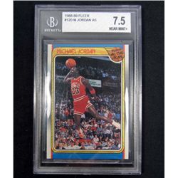 1988-89 FLEER NO. 120 MICHAEL JORDAN BASKETBALL CARD - BECKETT 7.5 NEAR MINT+