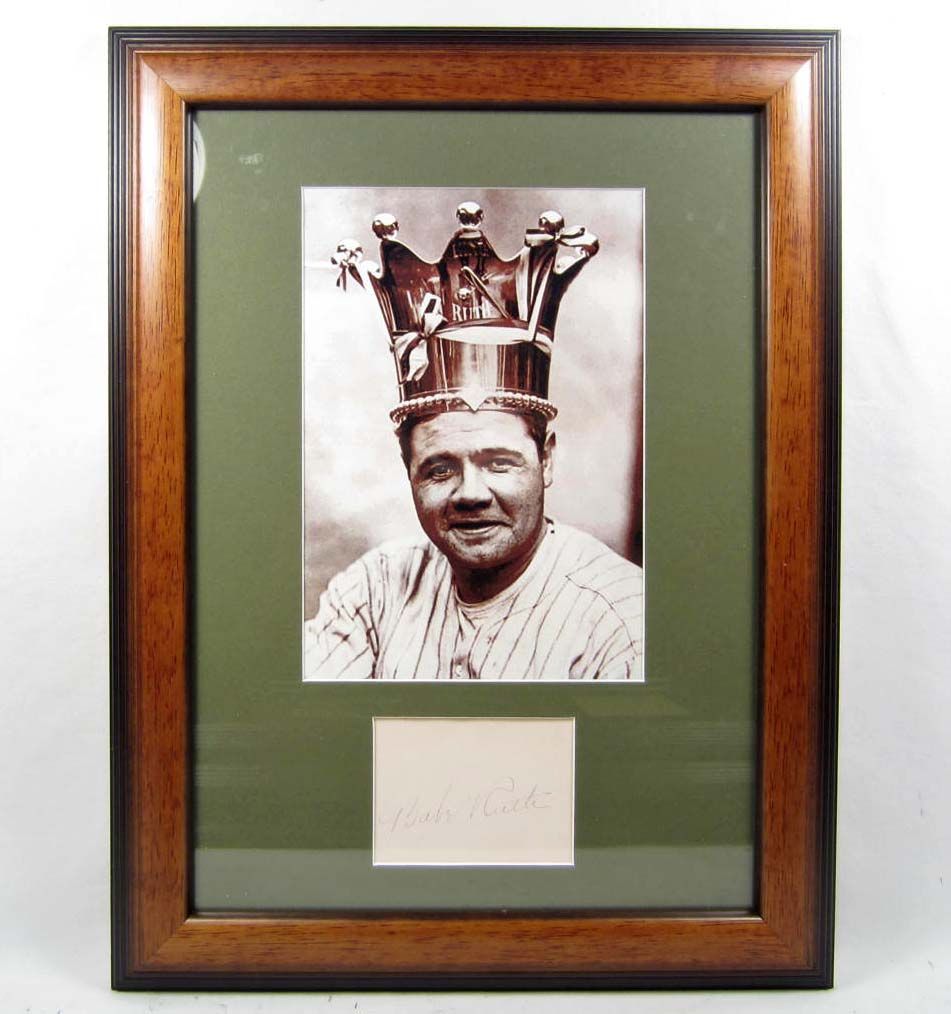 BABE RUTH CUT SIGNATURE W/ PICTURE - FRAMED