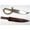 Image 1 : RARE US ARMY RANGER BRASS KNUCKLE KNIFE W/ LEATHER SCABBARD