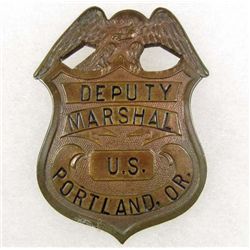 OLD WEST COWBOY ERA US DEPUTY MARSHAL PORTLAND OREGON LAW BADGE