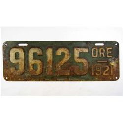 1921 OREGON AUTOMOBILE CAR LICENSE PLATE