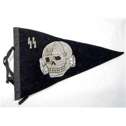 GERMAN NAZI WAFFEN OFFICERS TOTENKOPF SKULL STAFF CAR PENNANT