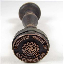 GERMAN NAZI WAX SEAL / RUBBER STAMP W/ WOOD HANDLE