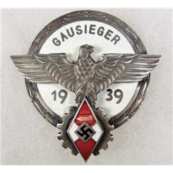 GERMAN NAZI GAUSIEGER 1939 ENAMELED BADGE