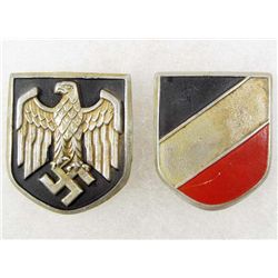 SET OF 2 GERMAN NAZI HELMET BADGES