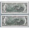 Image 2 : 2 1976 UNC $2 Two Dollar Bills Notes Sequential G Mint