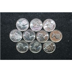 1977 Cayman Islands 25 Cent Foreign Coin; Lot of 10