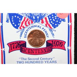 1976-D Lincoln Bicentennial Penny W/Liberty Bell & Map of USA Imprinted on Front