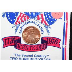 1976-D Lincoln Bicentennial Penny W/Liberty Bell & Map of USA Imprinted on Front