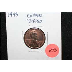 1943 Lincoln Wheat Back Penny; Copper Dipped