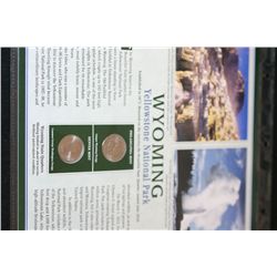 2010 US Wyoming State Quarter Set W/Postal Stamps Honoring 100th Anniversary of Yellowstone Park & W