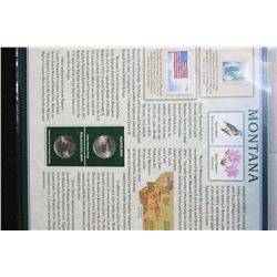 2011 US Glacier State Quarter Set W/Postal Stamps Commerating Bald Eagle & Big Sky Country; P&D Mint