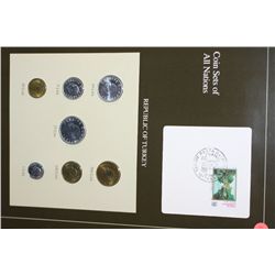 Republic of Turkey; Coin Sets of All Nations W/Postal Stamp Dated 1990