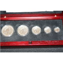 2003 Canada Mint Coin Set W/Hologram "Mapleleaf" on Reverse; 99.99% Fine Silver; $5-1 Oz., $4-1/2 Oz