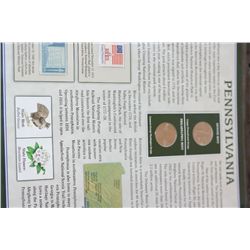 2011 US Gettysburg State Quarter Set W/Postal Stamps Featuring Independence Hall & Abraham Lincoln's