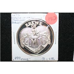 1973 Krewe of Amor Silver Doubloon; 31.1 Gram .999 Fine; Everybody Loves a Circus Mardi Gras