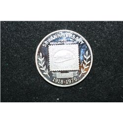 1976 US Postmaster 58th Anniversary First Regulatory Scheduled US Air Mail Silver Round; .999 Fine S