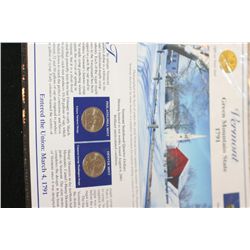 2001 Vermont State Quarter Set W/Postal Stamps Commerating Nat'l Christmas Tree & Boy Scouts of Amer