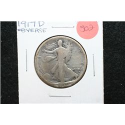 1917-D Walking Liberty Half Dollar; Obverse