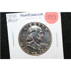 1958 Ben Franklin Half Dollar; Proof