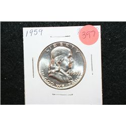 1959 Ben Franklin Half Dollar