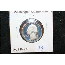 1981-S Washington Quarter; Type I Proof