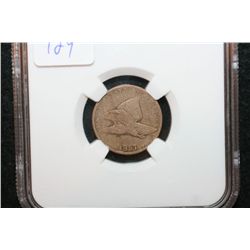1857 Flying Eagle One Cent; NGC Graded VG8