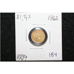 1862 Liberty $1 Gold Coin; Type III