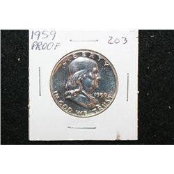 1959 Ben Franklin Half Dollar; Proof