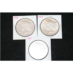 1924, 1925 & 1926 Peace $1; Lot of 3