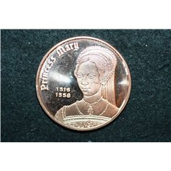 Princess Mary Copper Round; .999 Fine Copper 1 Oz.
