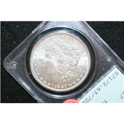 1887 Silver Morgan $1; PCGS Graded MS63