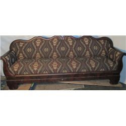 Antique Hard Wood Re-upholstered Couch