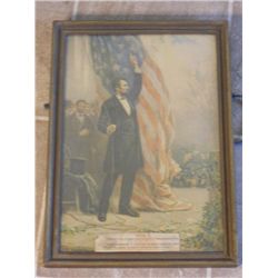 Abraham Lincoln Beside The American Flag