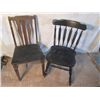Image 1 : 2 Wooden Vintage Chairs One All Wood And Black