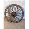 Image 1 : Antique Thick Cast Iron And Wooden Wagon Wheel