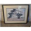 Image 1 : Framed Matted, & Signed 'lone Horse Beside A Tree'
