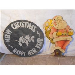 Circle Metal Merry Christams Happy New Year Sign,